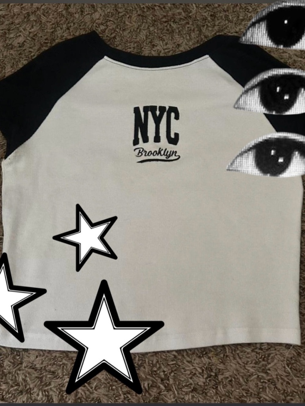 Rue21 NYC Brooklyn Raglan Tee in White & Black